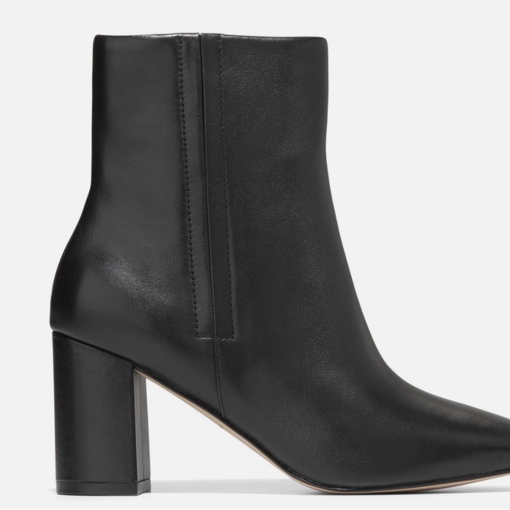 Cole Haan Valley Black Leather Block Heel Ankle Booties